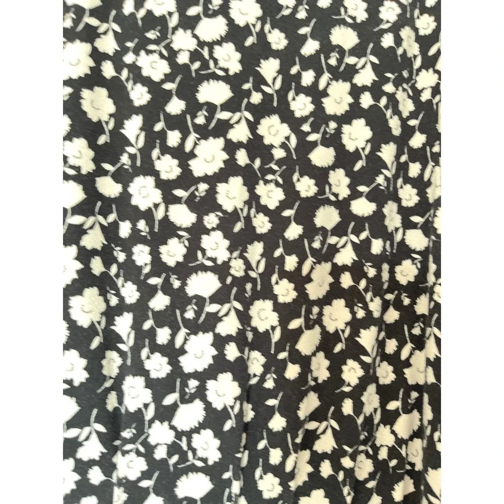 Free People Black‎ White Floral Puff Sleeve Open Back Midi Dress Size S